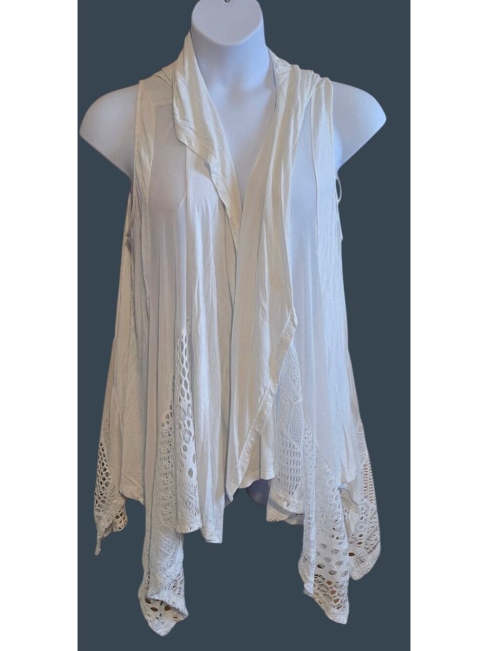 White Drape Vest Open Crochet fairycore preppy boho cottagecore coquette